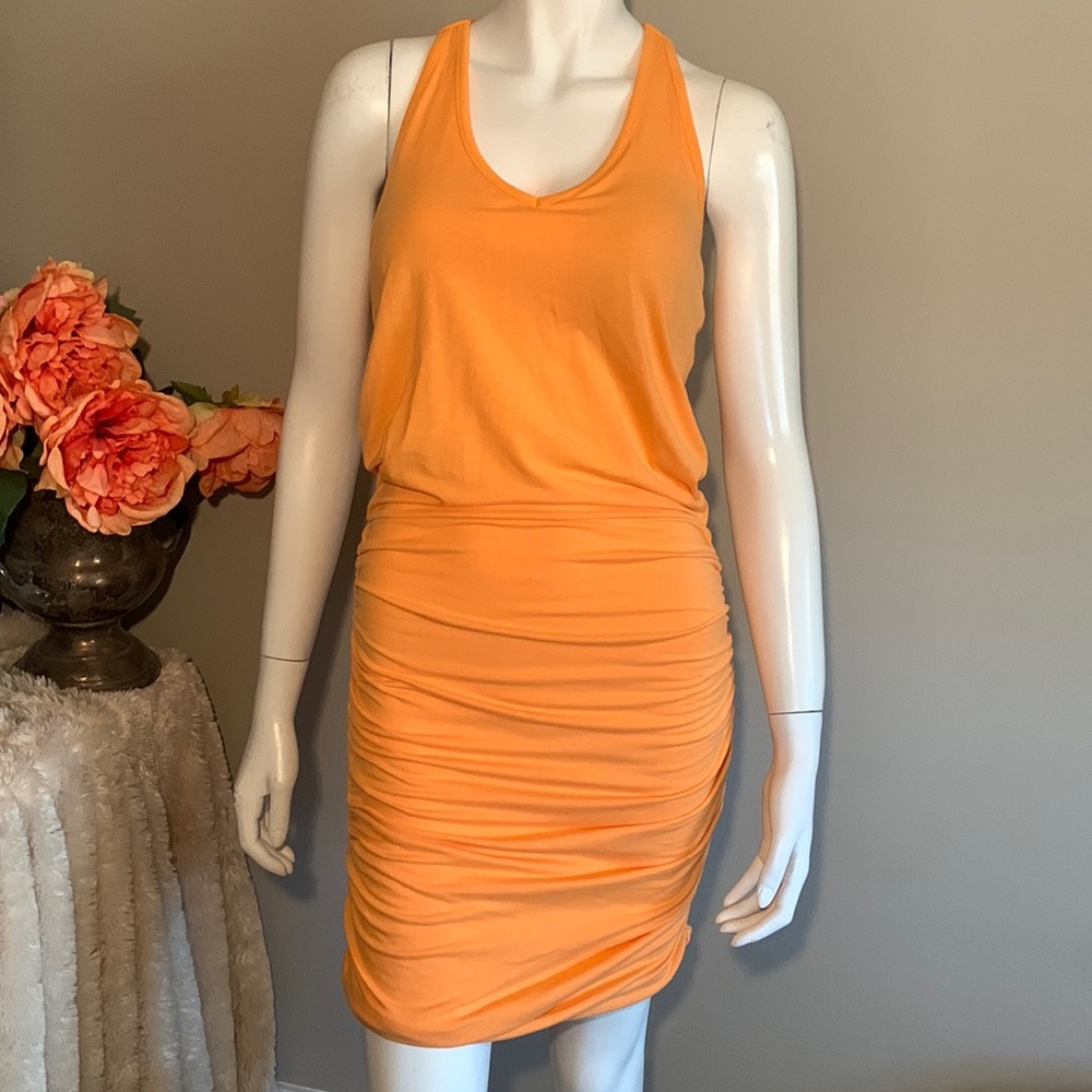 🧡 Athleta racer back ruched dress tangerine XS
